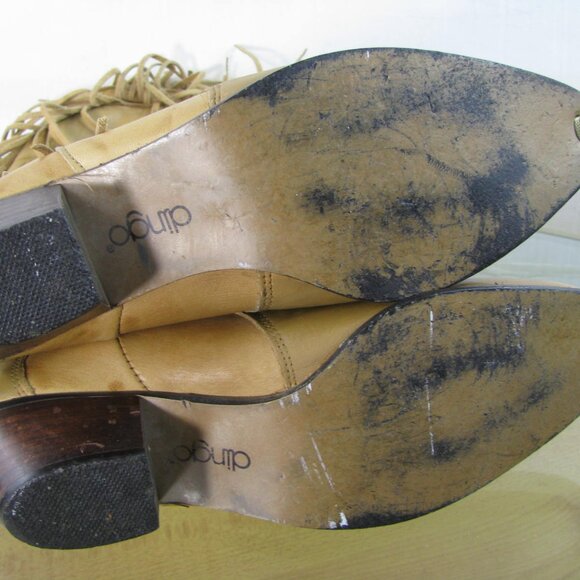 Dingo Women's Vintage Western Boots Tan Brown Fringe Leather Size 7.5 M - Picture 7 of 9